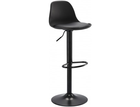 Krzesło barowe kosmetyczne fryzjerskie fotel z oparciem czarne Outlet - 4